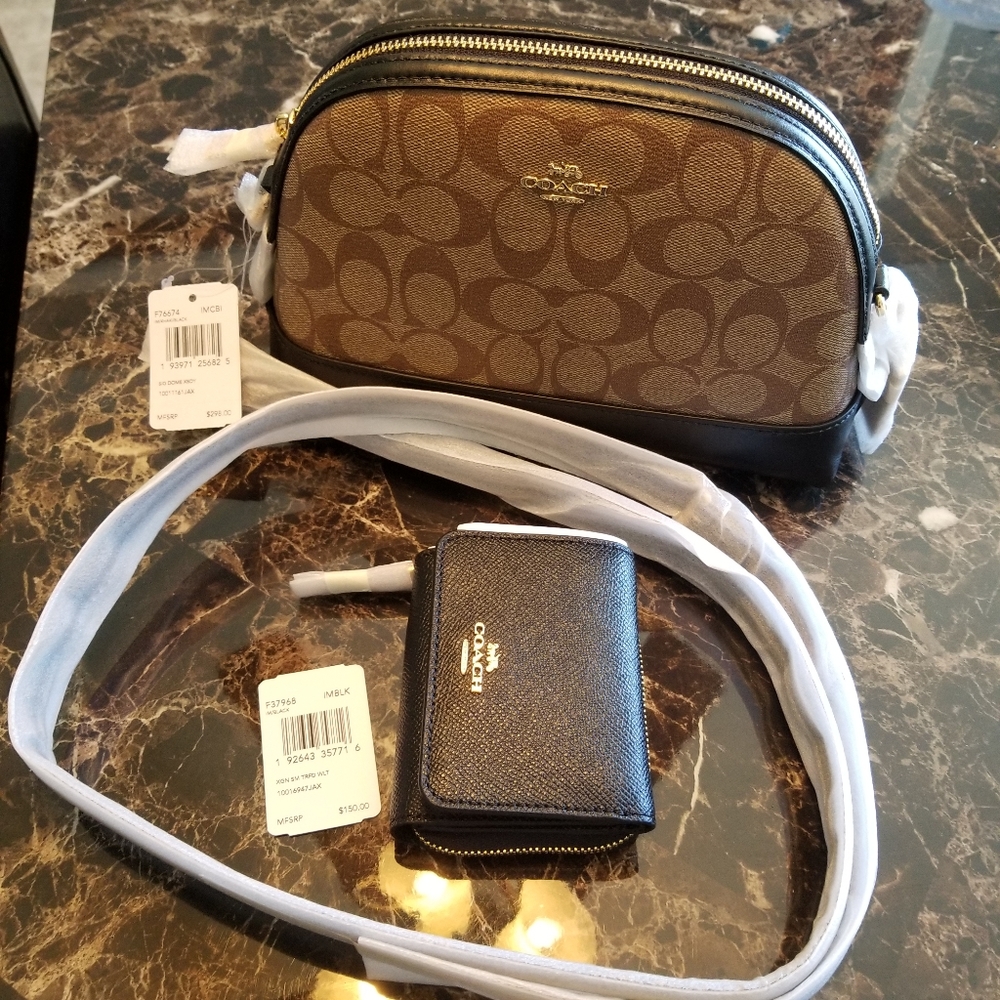 (SOLD)Coach Dome crossbody bags and black wallet
